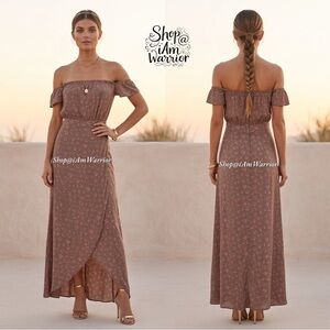 Flynn Skye NWT Off-Shoulder Boho Floral Faux Wrap Maxi Dress NWT*shop@iamwarrior